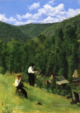 El granjero y su hijo en la cosecha naturalista Thomas Pollock Anshutz Pinturas al óleo